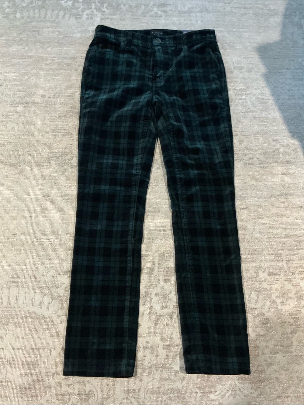 Talbots Green and Black Plaid Velveteen Pants